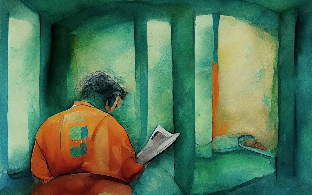 person in prison cell learning about computer science