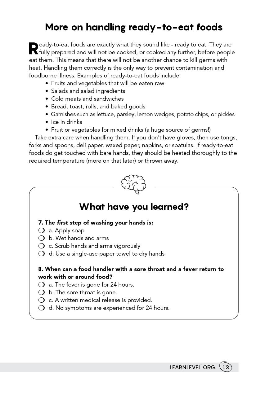 Page 13 - Become A Licensed Food Handler by Level