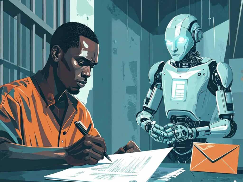 Person in prison receiving ai mentoring through the mail