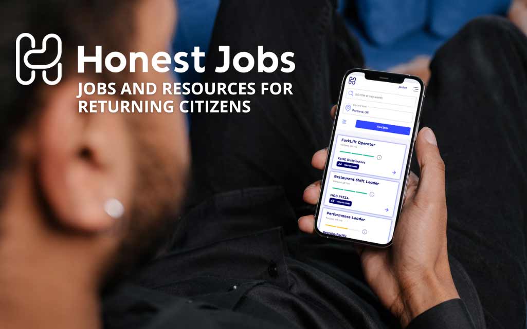 formerly incarcerated person searching for a job on Honest Jobs, a website listing jobs for people with felonies or a criminal record