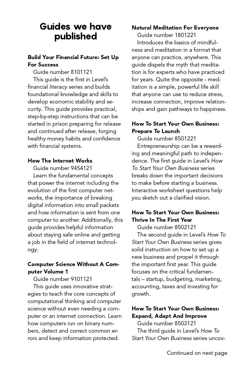 Inner Back Cover - How To Start Your Own Business: Expand, Adapt And Improve by Level