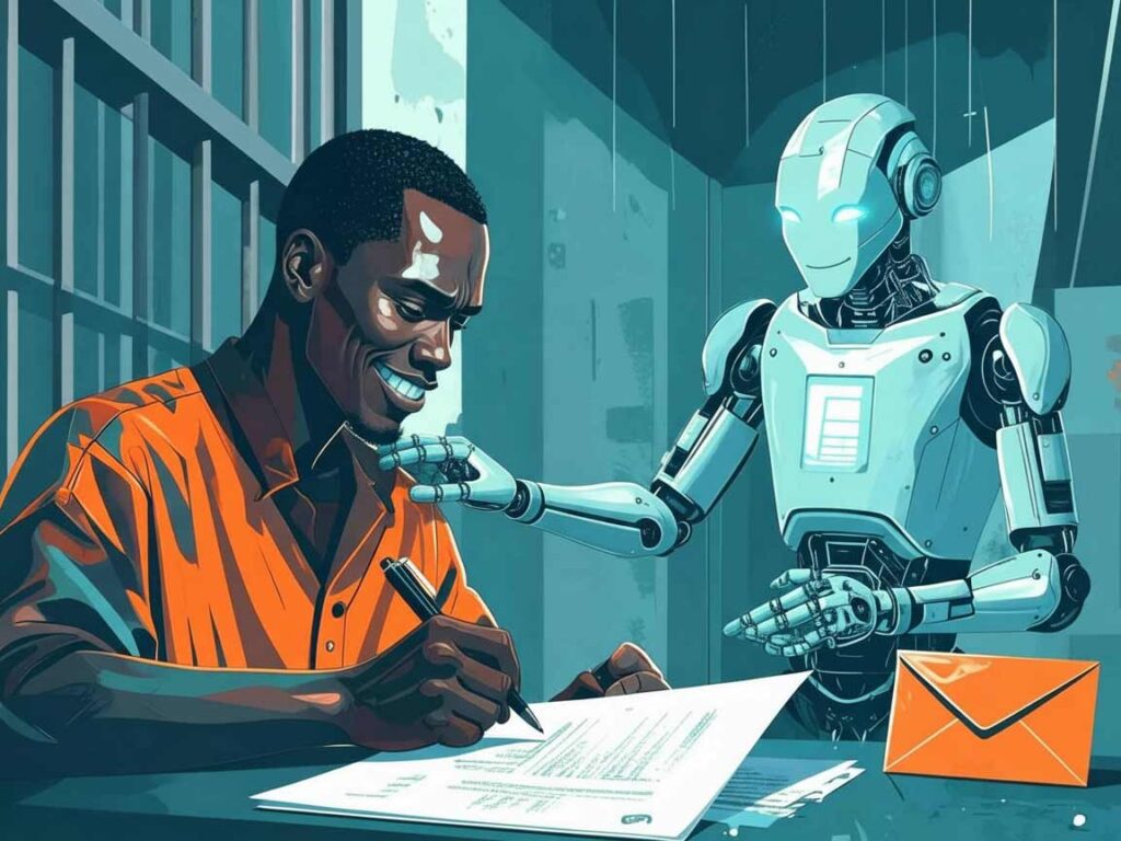 Person in prison receiving ai career mentoring through the mail