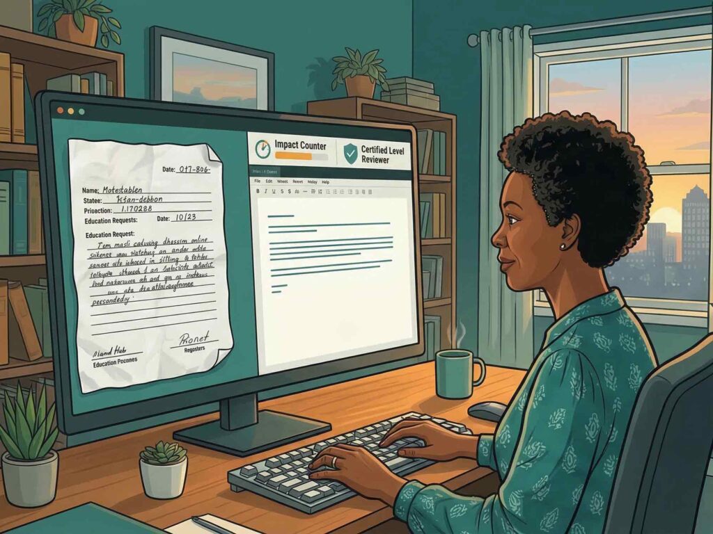 Illustration showing remote online volunteering for the nonprofit Level