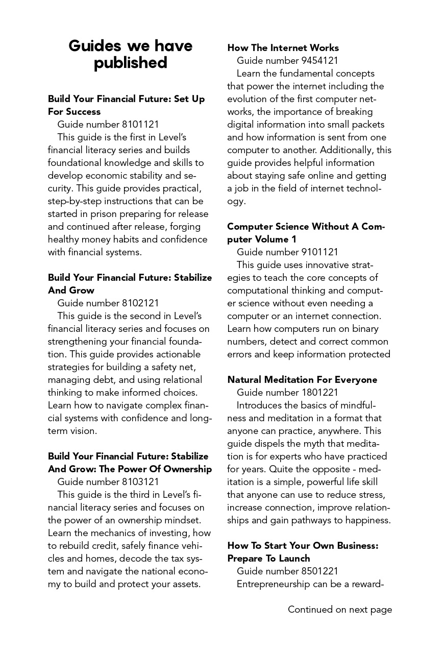 Inner Back Cover - Build Your Financial Future: The Power Of Ownership by Level